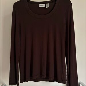 Chico's Dark Brown Long Sleeve Tee